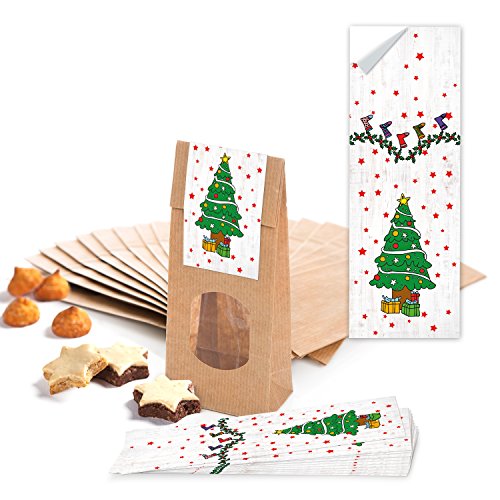 Logbuch-Verlag 25 kleine Sichtfenster Lebensmittel Papierbeutel Plätzchentüte Verpackung Keksbeutel 7 x 4 x 20,5 cm foliert