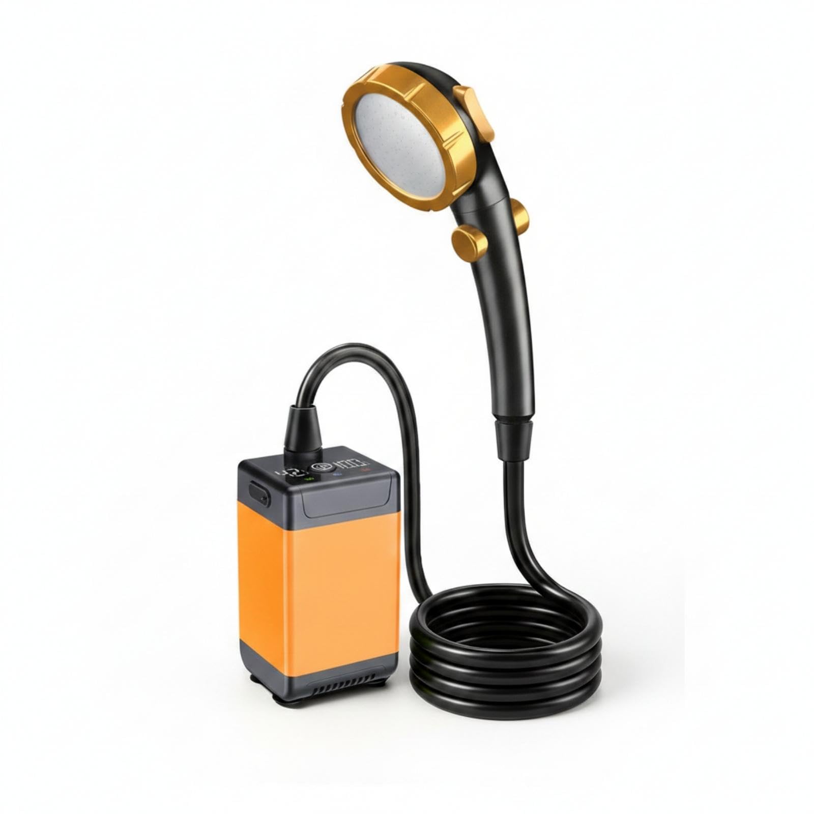 Powered Portable Shower Digital Display USB Recharge-Capable Shower Pump Reversible Charging Port Charging Electric Hand Shower for Beach, Backyard 6000mah Upgraded W B-image-25