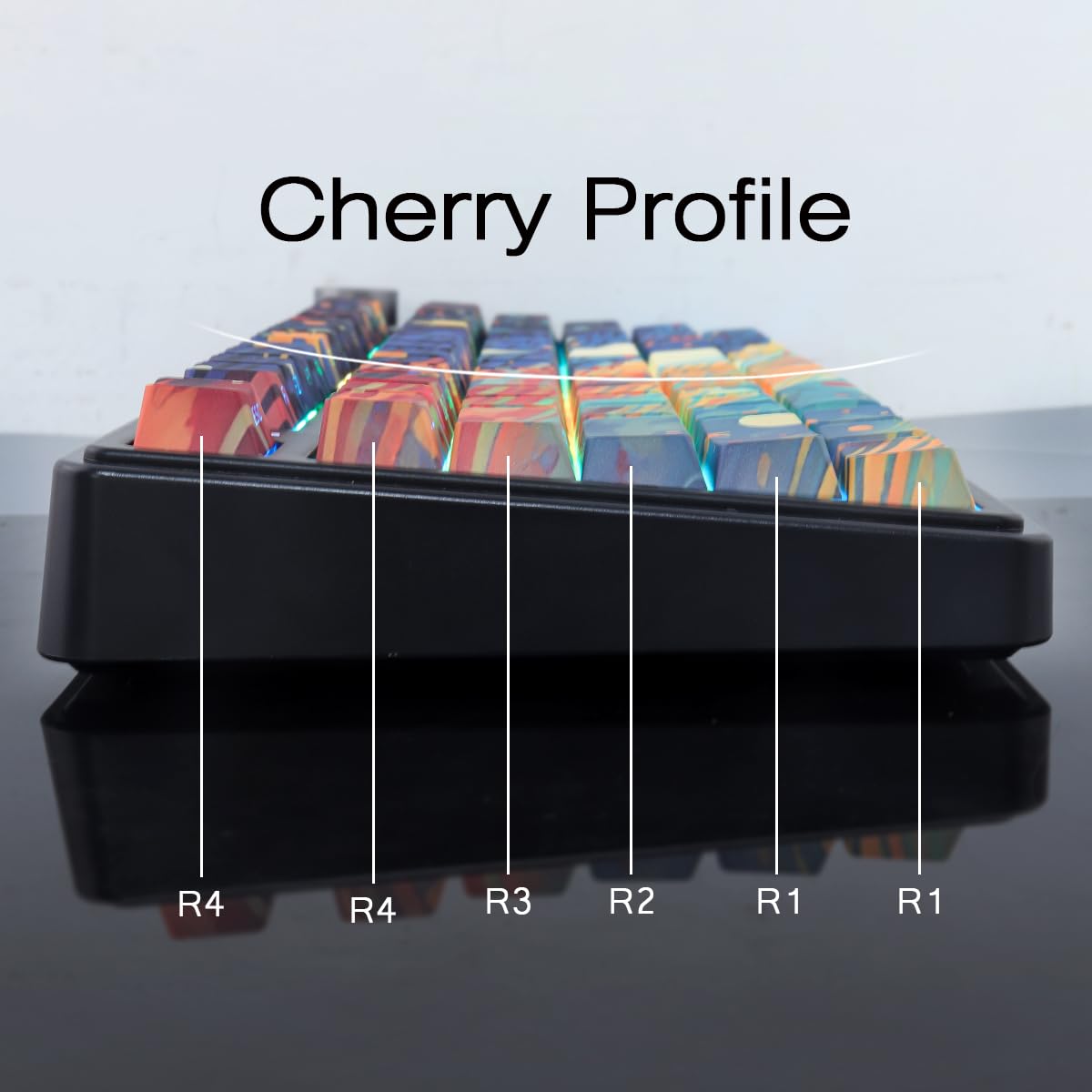 Tsungup Touches personnalisées, 131 touches PBT imprimées sur le côté ciel étoilé, profil Cherry pour claviers mécaniques Cherry MX (noir)