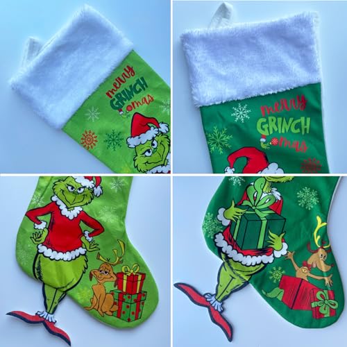 CUISANHOUSE Pacote com 2 meias de Natal, meias divertidas de Natal, 45,7 cm, grande, bolsa de presen