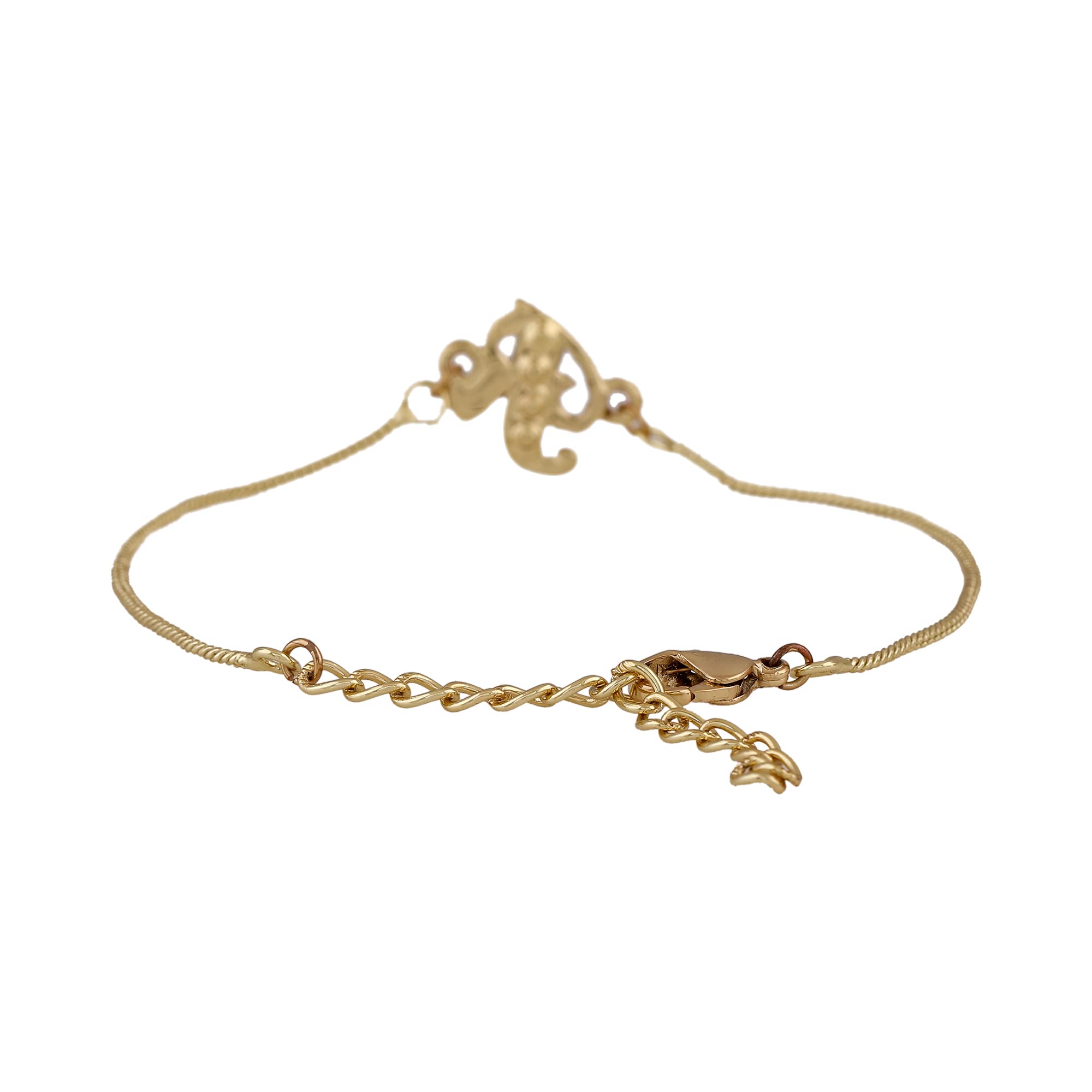 Rhodium Plated R Letter Bracelet with Crystals