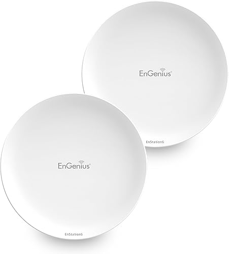 EnGenius Wi-Fi 6 (802.11ax) 5GHz 1,200 Mbps, puente inalámbrico para exteriores 2x2, 26 dBm, antena direccional de alta ganancia de 19 dBi, carcasa