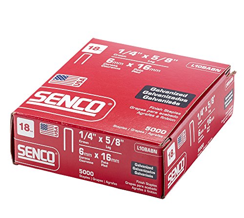 Image of Senco L10BABN 18 Gauge by 1 /4 inch Crown by 5 /8 inch Electro Galvanized Staples (5, 000per Box) (Pack of 5)