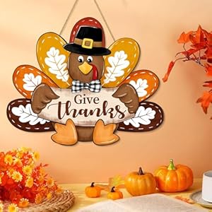 Thanksgiving Turkey Door Sign Decor, Give Thanks Wooden Wreath for Front Door Hanger, Yard Farmhouse Home Gobble Sign, Thankful Wreath Rustic Autumn Harvest Thanksgiving Party Decor Thanksgiving Turkey Door Sign Decor Give Thanks Wooden Wreath for Front Door Hanger Yard Farmhouse Home Gobble Sign Thankful Wreath Rustic Autumn Harvest Thanksgiving Party Decor