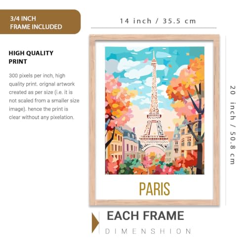 Image of kotart City view wall art poster with Frame for Home Decoration - Painting Living Room Bedroom Office hanging frames (Pack of 6 Multicolor) (14X20 Inch, K)