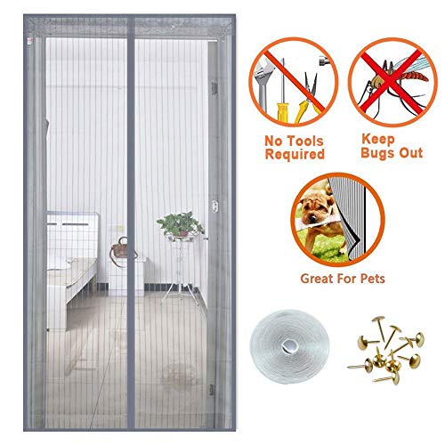 Preisvergleich Produktbild GYUO Magnet Fliegengitter Tür Insektenschutz, Magnetischer Fliegenvorhang Moskitonetz Automatisches Schließen Für Balkontür Wohnzimmer Terrassentür Klebmontage Ohne Bohren Grau,160x220cm