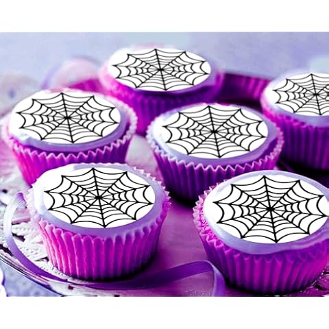 Pre-Cut Spider Web Cupcake Toppers for Halloween Cover