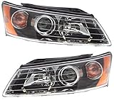 Evan-Fischer Headlight Set Compatible with 2006-2008 Hyundai Sonata Left Driver and Right Passenger...