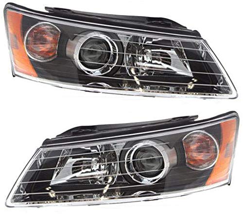 Evan-Fischer Headlight Set Compatible with 2006-2008 Hyundai Sonata Left Driver and Right Passenger Side Halogen With bulb(s)