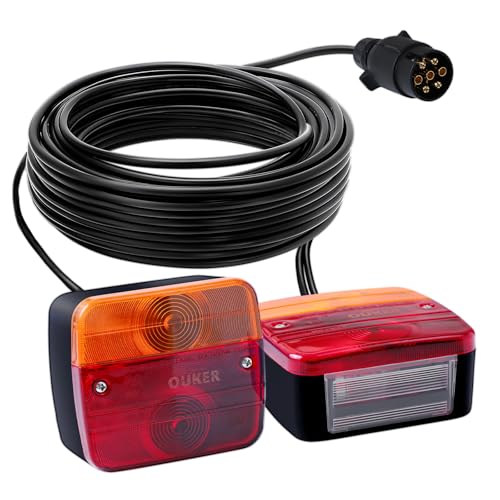 Ouker Rückleuchten für Anhänger Wasserdicht Universal Rücklichter 12V 7-Pin Stecker mit 7 5m Kabel Rücklicht Komplettset Multifunktions Anhängerbeleuchtung für KFZ Wohnwagen Trailer