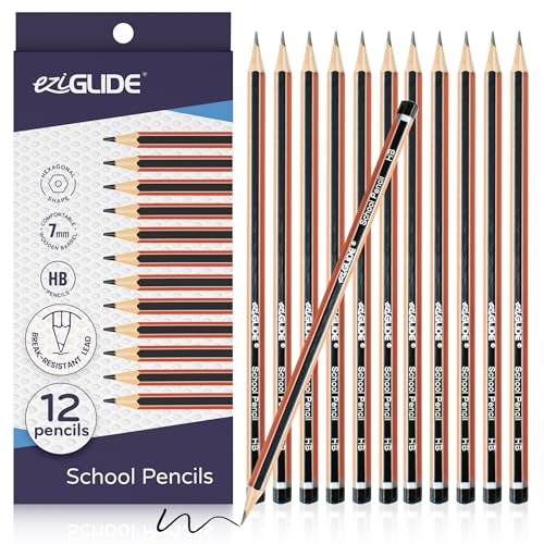 Eziglide HB Pencils Pack of 12 Hexagonal Graphite Pencils for Kids