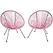tectake 800988 2er Set Acapulco Garten Stuhl, Relaxsessel im Retro Design, Indoor und Outdoor, Lounge Sessel für Garten Balkon und Terrasse (Pink | Nr. 404407)