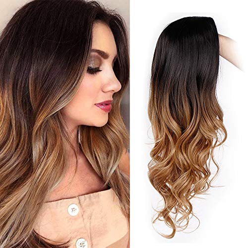 AISI HAIR Ombre Wavy Wig Long Hair Brown Mixed Blond Wig 3 Tone Color Heat Resistant Wig Wavy Cosplay Fiber Wig for Black Women