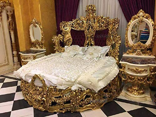 Aarsun Teak Wooden Round Bed Luxury Interiors Bedroom Furnit...