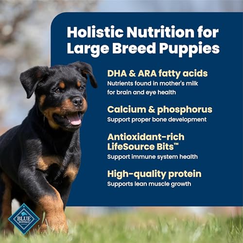 Blue Buffalo Life Protection Formula Chicken & Brown Rice Large Breed Puppy Dry Dog Food with DHA & ARA, Supports Immunity with LifeSource Bits, Promotes Healthy Muscles & Strong Bones, 30 lbs.