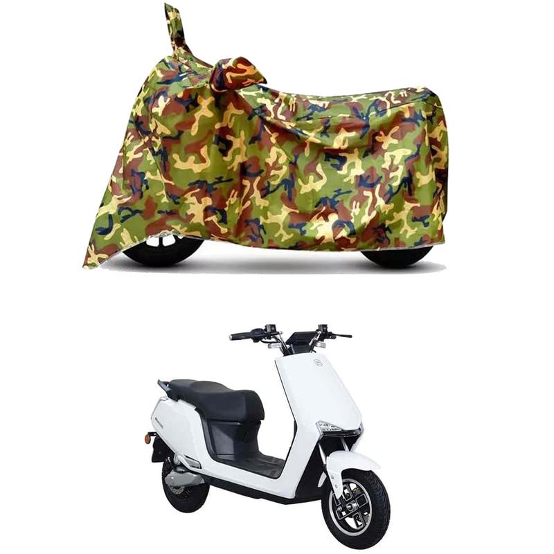 Image of Waterproof 100% PVC Coated Full Bike Scooty Two Wheeler Body Cover Compatible for BGauss D15 i /UV-Rays /Heat Protection /Birds Dropping /Scratchproof /Dust Proof /All Varients[6X6 Jungle Print]