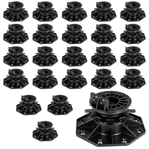 Hocamel 24Pack Adjustable Deck Support Pedestal Floor Lift Plastic Deck Foundation Support Base Floating Deck Platform Height Adjustment Raising from1-9/16 to 2-3/4 Automatic Leveling
