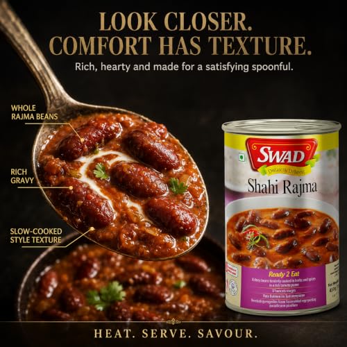 Image of SWAD Ready to Eat Shahi Rajma | Traditional Punjabi Style Rajma Masala | Red Kidney Beans Cooked in Tomato & Spice Gravy | Heat & Serve Vegetarian Food | 450g