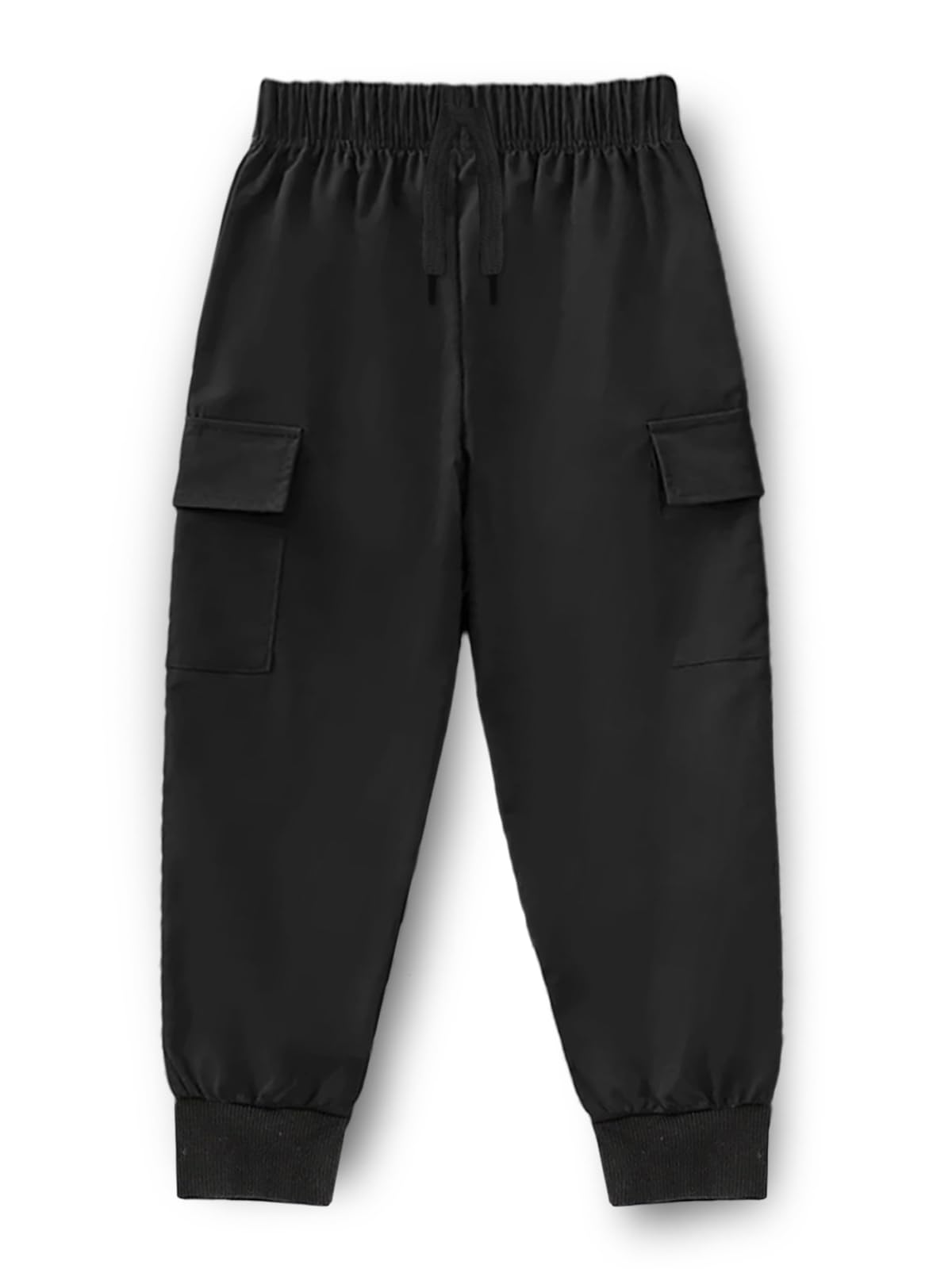 Trampoline Kids Cotton Cargo Joggers Pack of 3 | Soft Knitted Pants for Boys & Girls | Solid Colors with Side & Cargo Pockets | Ribbed Cuffs & Drawstring Waistband | Everyday Bottoms | 8-9 Years 1