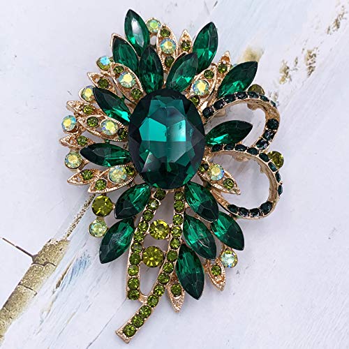 Image of SELOVO Big Large Flower Bow Brooch Scarf Decoration Brooch Pin Gold Tone