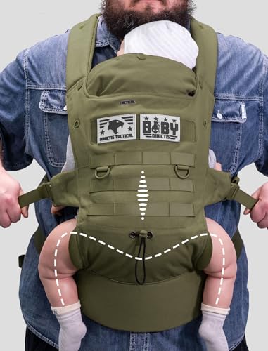 Image of Ergonomic Lumbar Support Baby Carrier for Infants to Toddlers (8-33 lbs), Cozy and Lightweight Military Baby Carrier for Plus Size Parents-Jungle Green