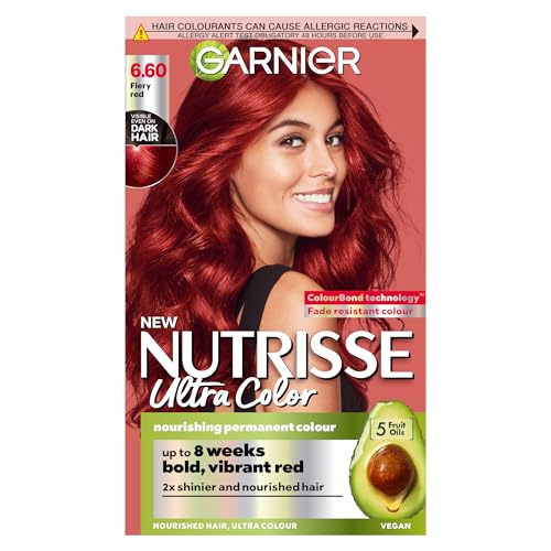 Garnier Nutrisse Ultra Color Permanent Hair Dye Intense Colour For All Hair Types 6.60 Fiery Red