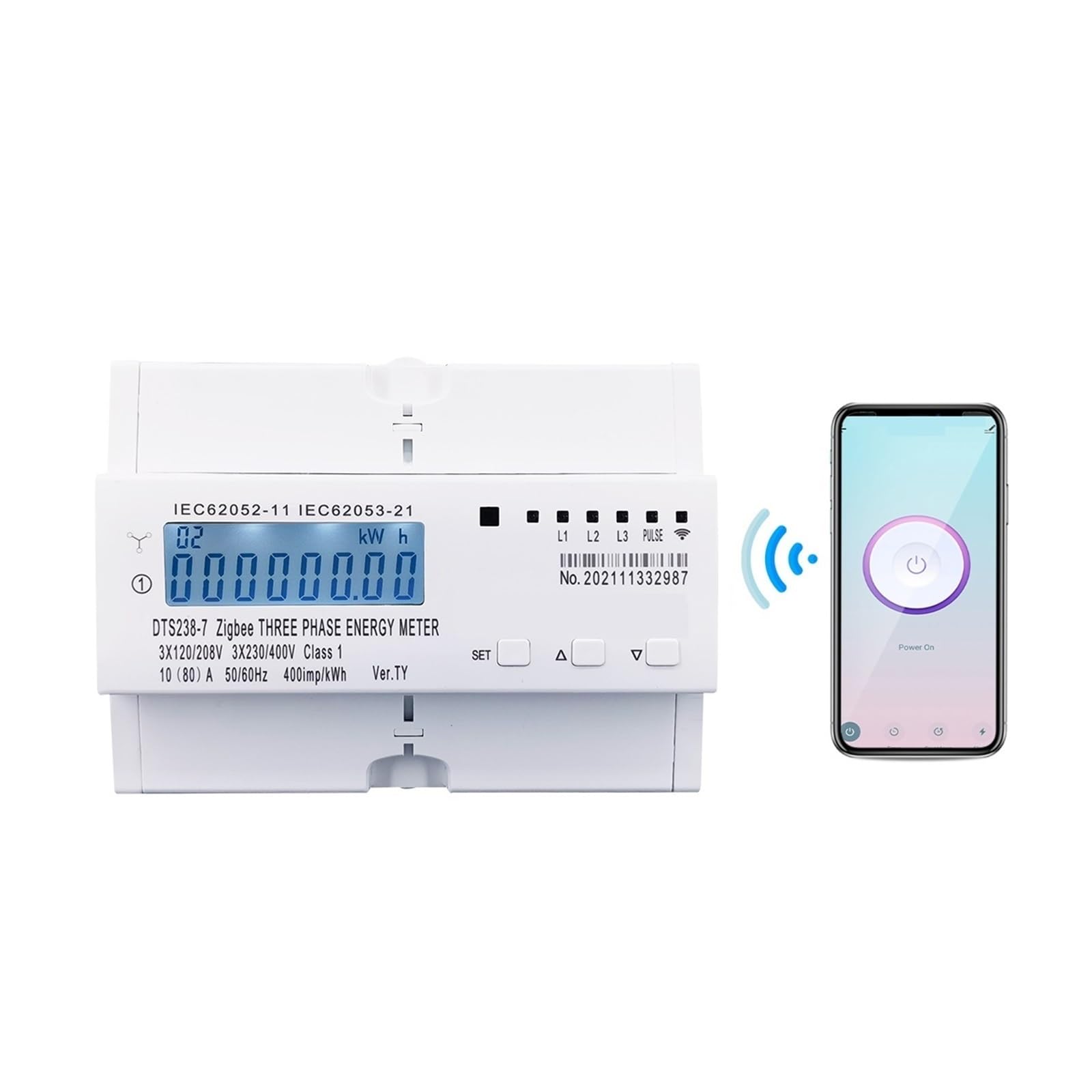 Compteur d'énergie intelligent rail Din WiFi Zigbee triphasé Tuya moniteur