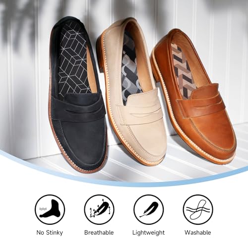 Image of 3 Packs Sockless Insoles Inner Soles for Women,No Show Socks Sockless Shoe Inserts,Anti-Odor Non Slip,Washable,Geometry Print,Size 6-9