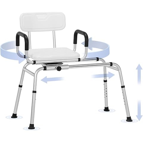 Sliding Shower Chair with 360 Degree Swivel Seat Adjustable Tub Transfer Bench for ...