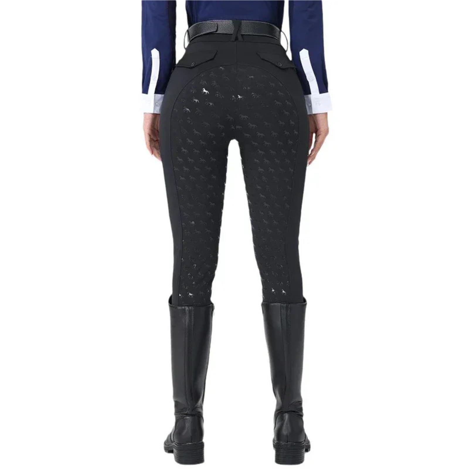 Pantalones de equitación Pantalones De Equitación De Silicona con Asiento Completo, Mallas Y Leggings For Montar A Caballo, Ropa Ecuestre For Mujer(Black,S)