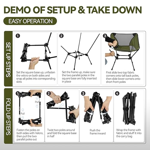 Image of MARCHWAY Ultralight Folding Camping Chair, Heavy Duty Portable Compact for Outdoor Camp, Travel, Beach, Picnic, Festival, Hiking, Lightweight Backpacking (Green)