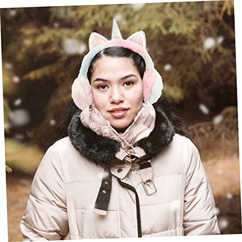 Lovely Unicorn Horn Modeling Design Plush Earmuff Ear Cover Winter Earmuff3