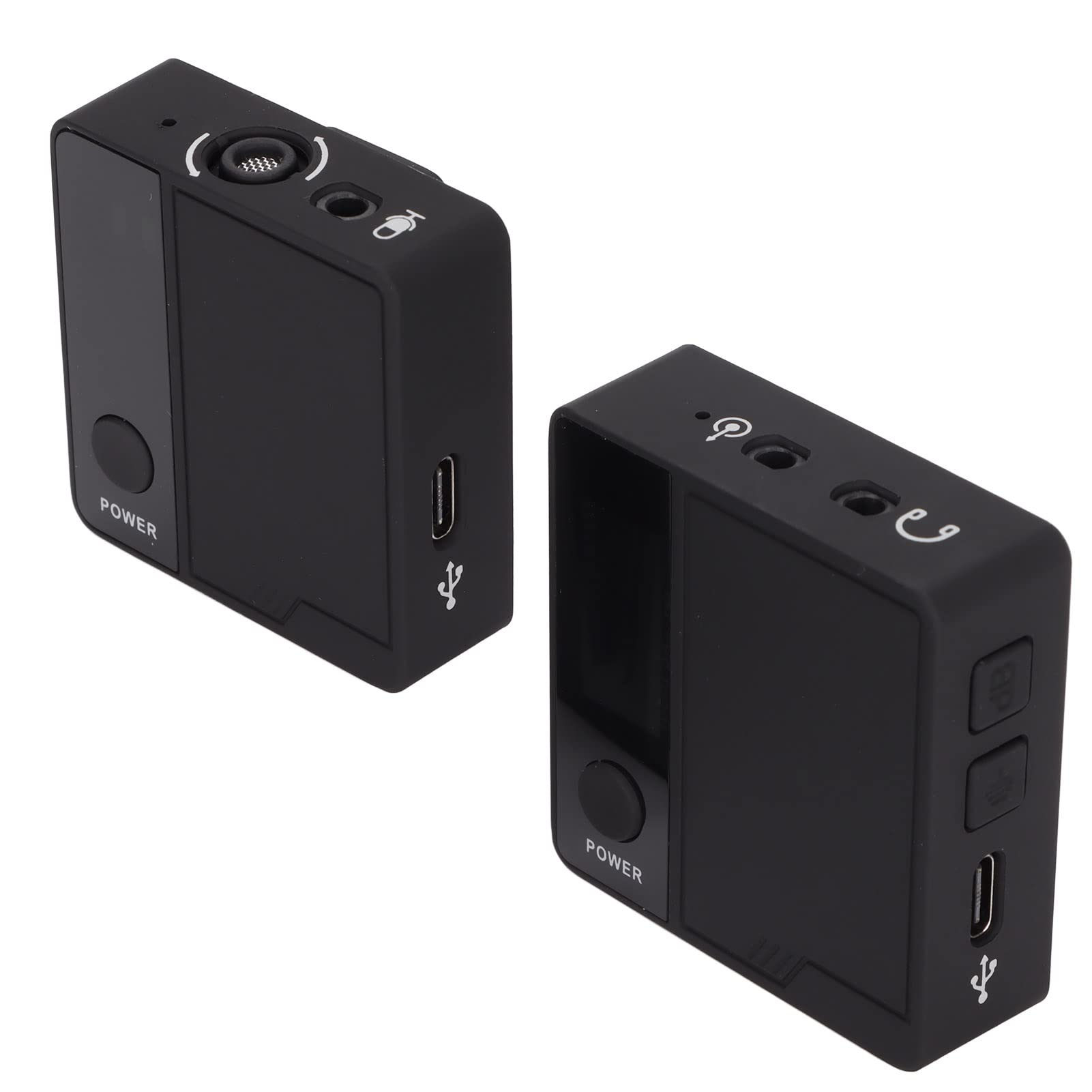 Micrófono de Solapa Inalámbrico de 2,4G, Micrófono de Solapa Inalámbrico con Reducción de Ruido Dual Manual de 5 Velocidades, Hasta 8 Horas de Grabación para Grabaciones de Vídeo Cortas (Negro)
