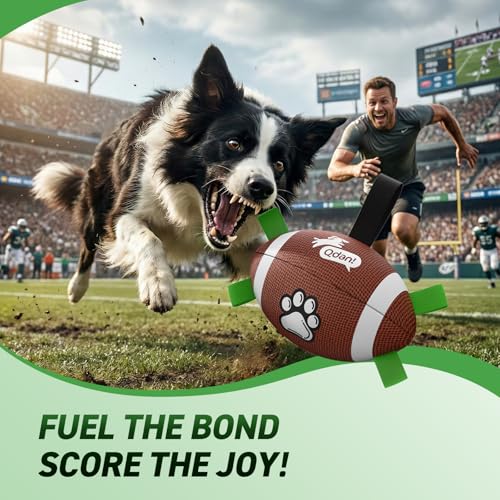 Image of QDAN Dog Soccer Ball Football Set - 2 PCS Dog Balls with Strap for Tug of War, Soccer Ball Football Toys for Small Medium Large Dogs, Herding Ball for Dogs, Dog Birthday Toy