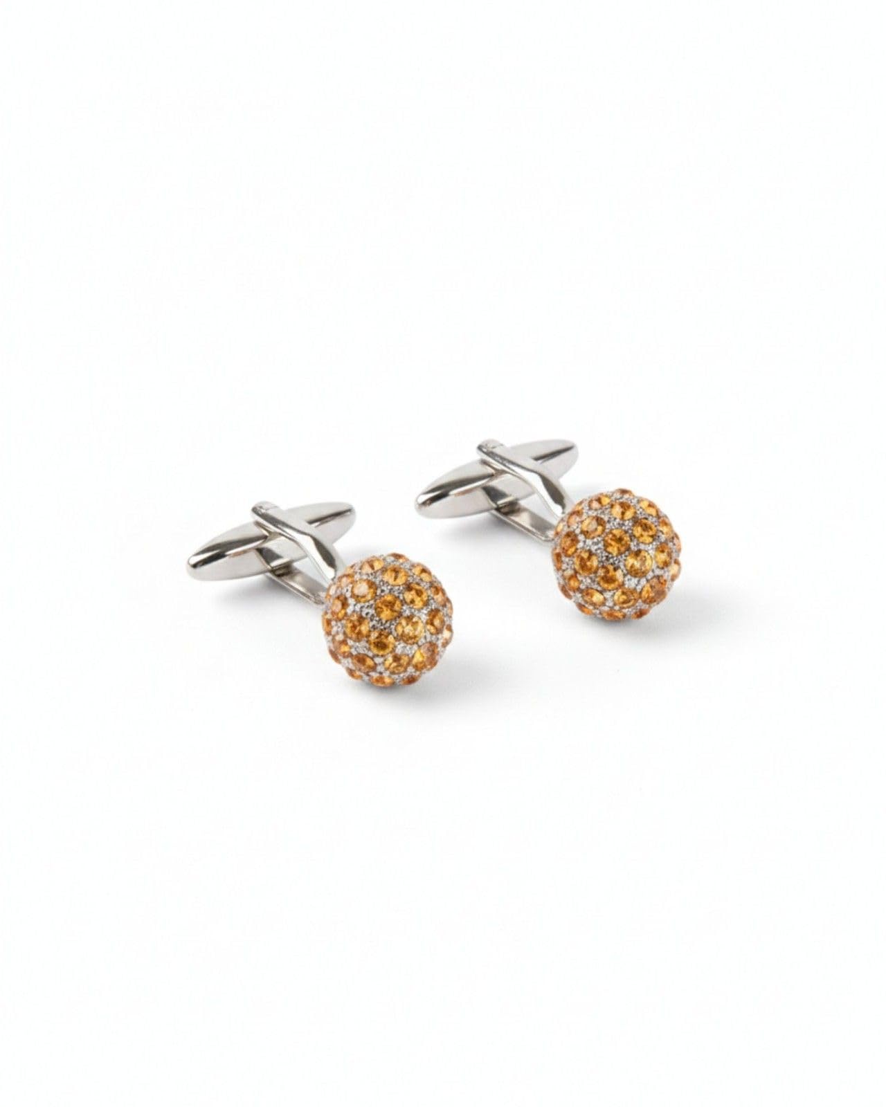 premsons Men’s Round Pavé Crystal Cufflinks with Dome Design, High-Shine & Luxury Gift Accessories – Gold-picture-11