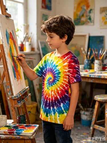 Image of Boys Tie Dye Shirt Size 4-14 Hippies Senior Rainbow Tees T Shirts for Kids | Tees T shirts for Kids