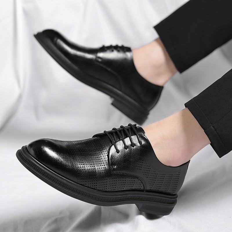 Men's Pointed Toe Dress Shoes Modern Leather Business Casual Scale Pattern Comfort Oxfords Shoes Breathable Leather Wingtip Brogue Oxfords2