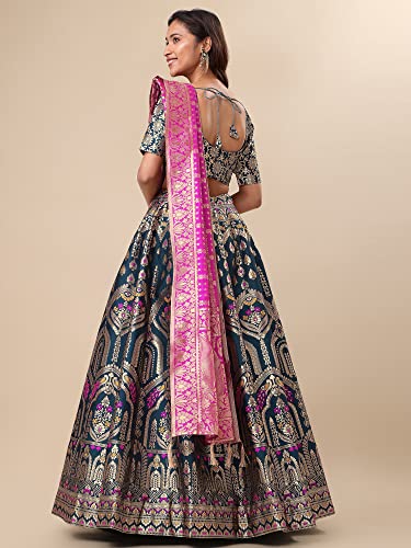 Image of PURVAJA Women's Jacquard Semi-Stitched Lehenga choli(Saheli)