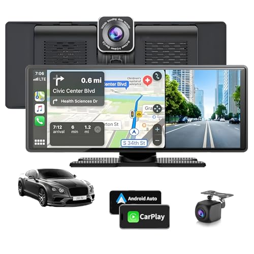 8.1" Carplay Screen with Android Auto, 4K Dash Cam, GPS Navigation