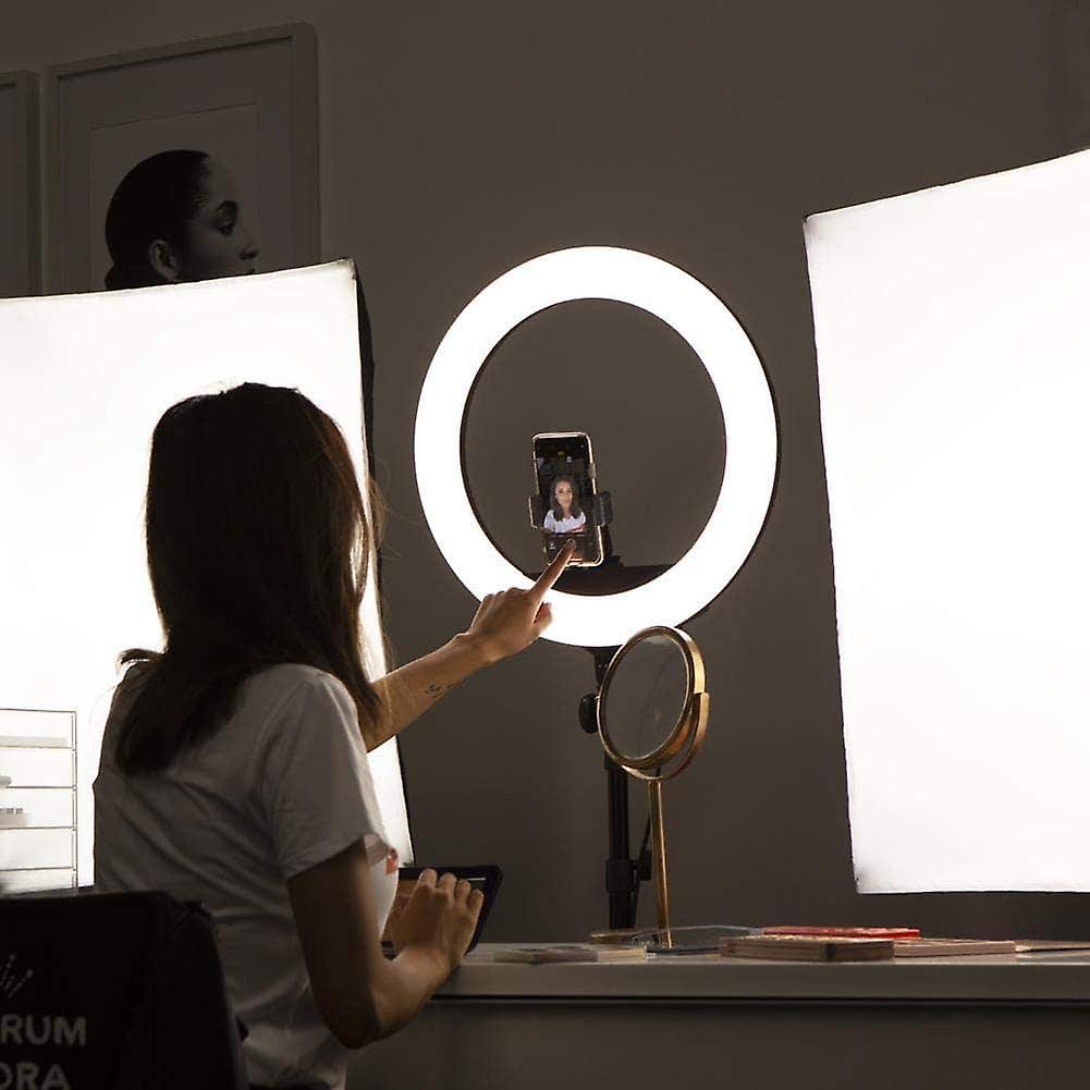 Doki LS002 LED Redondo con Tripode 210cm, Diameter 26cm Ring Light para Maquillaje, Tiktok, Stream, Fotografia