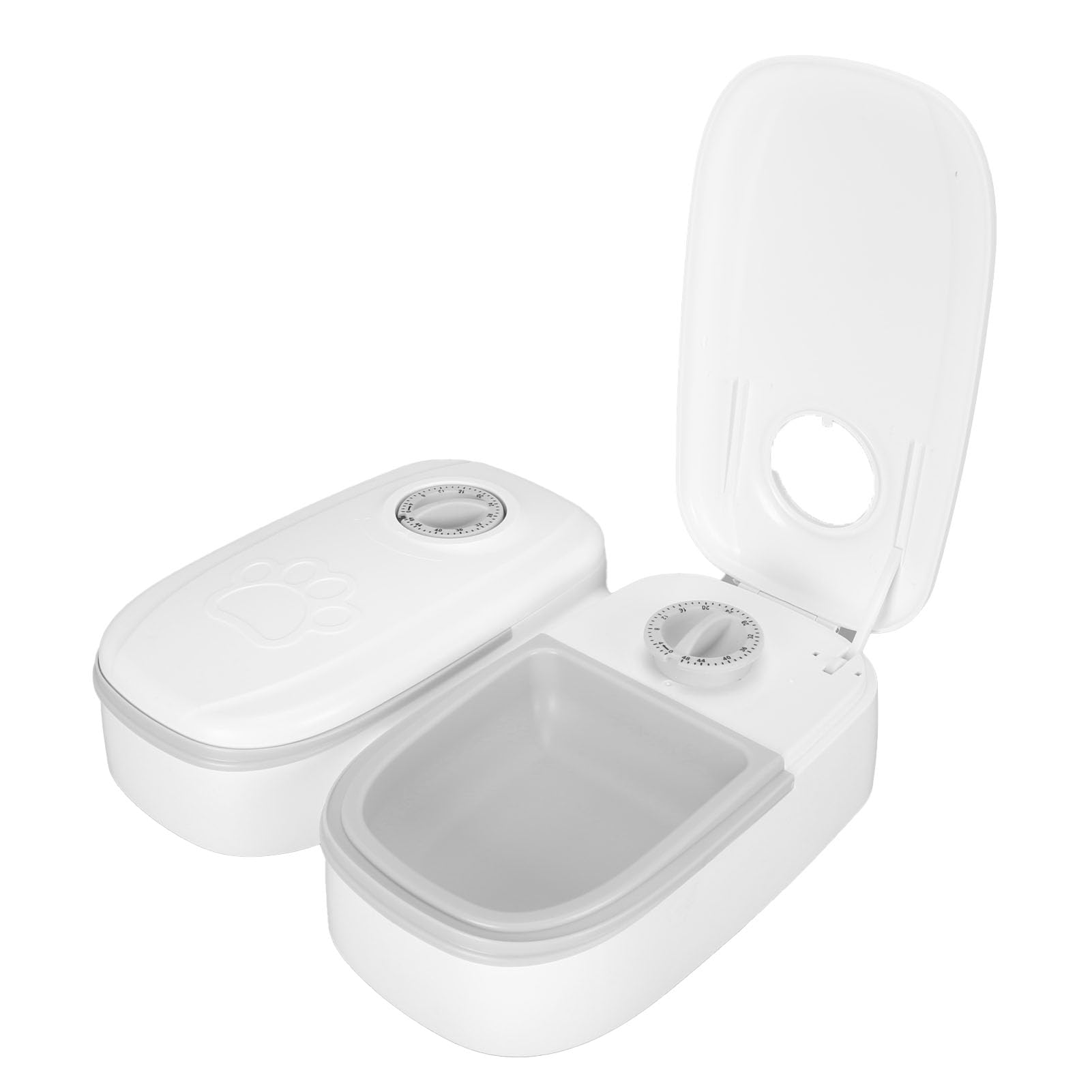 Asixxsix Automatic Cat Feeder, 2 Meal 12.4 Oz Capacity Ice Pack Space Smart Pet Feeder, Dry and Wet Food Dispenser with Removable Dishwasher Safe Tray and Anti Slip Pads for Cats and (Gray)