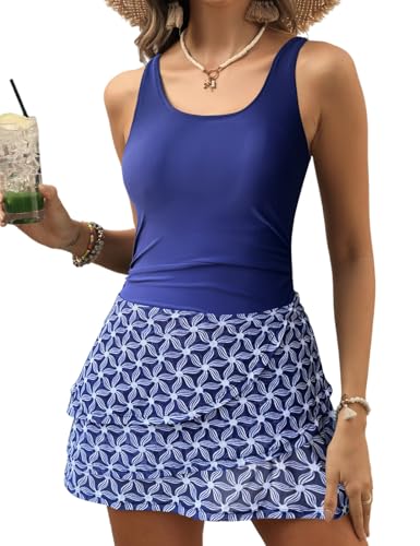 Image of CiCiBird Women One Piece Tummy Control Swimsuit Modest Swim Dress Bathing Suit Skirt Swimwear