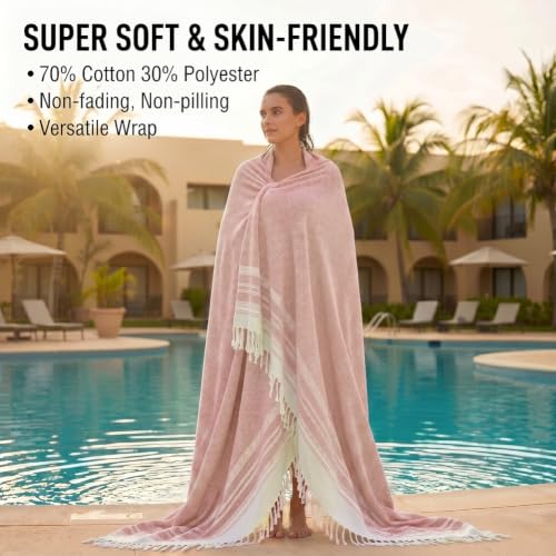 Image of Yongoes Oversized Turkish Beach Towel Blanket Cotton Giant XL Sandproof Towels Huge Linen XXL Extra Large Big Throw Quilt Blankets for Adults Cloud Travel Camping Glamping Accessories Essentials