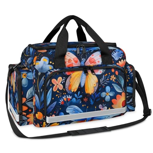GzLeyigou First Aid Bags Empty, Frolicsome Butterfly Emergency Bag First Aid Kit Multiple Compartment Kit Carrier On Call Trauma Bag For Paramedics Emergency Medical Supplies Kit