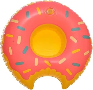 عوامة حمام سباحة بشكل دونات قابلة للنفخ لوضع المشروبات، 22 سم، متعددة الالوان