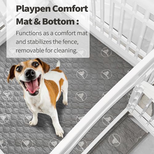 PJYuCien Dog Playpen Bottom Pad Fits for 36 Inch 4 Panels Exercise Pet Pen, Using as a Fence Stabilization and Puppy Pen Mat, Hoop and Loop Design, Grey (Playpen Not Included) - Image 6