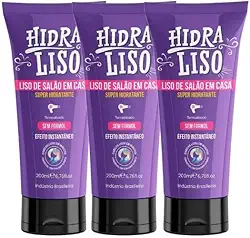 3 HidraLiso - Liso de Salao em Casa, Alisante Para Cabelo Organico, Progressiva de Chuveiro Sem Formol