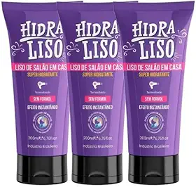 3 HidraLiso - Liso de Salao em Casa, Alisante Para Cabelo Organico, Progressiva de Chuveiro Sem Formol