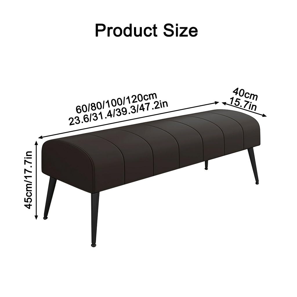 Nowoczesna Ławka Na Koniec Łóżka,podnóżek Do Sofy W Salonie, Ławka Na Buty Do Przedpokoju Skórzana Tapicerka Zakrzywione Siedzisko Z Solidnymi Nogami(Black,80cm)