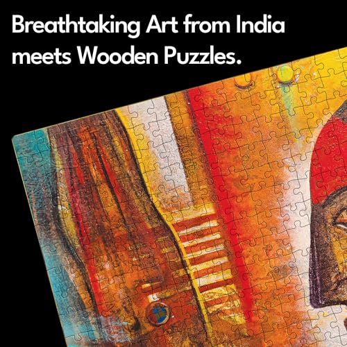 Image of The Sindoor (सिंदूर) Lady 500 Pieces Premium Wooden Jigsaw Puzzle for Adults & Kids 12+ | Original Indian Artwork Painting Puzzle with Unique Cuts | Mindfulness Brain Game | Gift Item